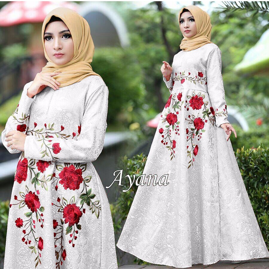 HOPYLOVY - Maxi Dress Wanita bahan Baloteli Embos Ayana