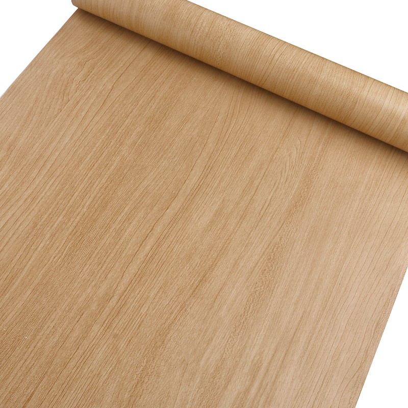 WALLPAPER DEKORASI DINDING / STICKER DINDING MOTIF KAYU SERAT COKLAT MUDA 45 CM x 9 - 10 M