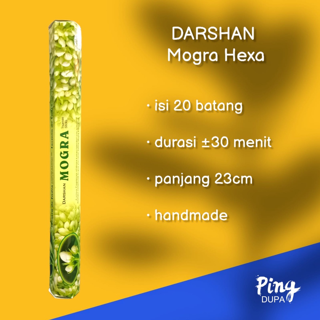 Dupa Hio Mogra Melati Pengantin Hexa Handmade Isi 20 Batang by Darshan India