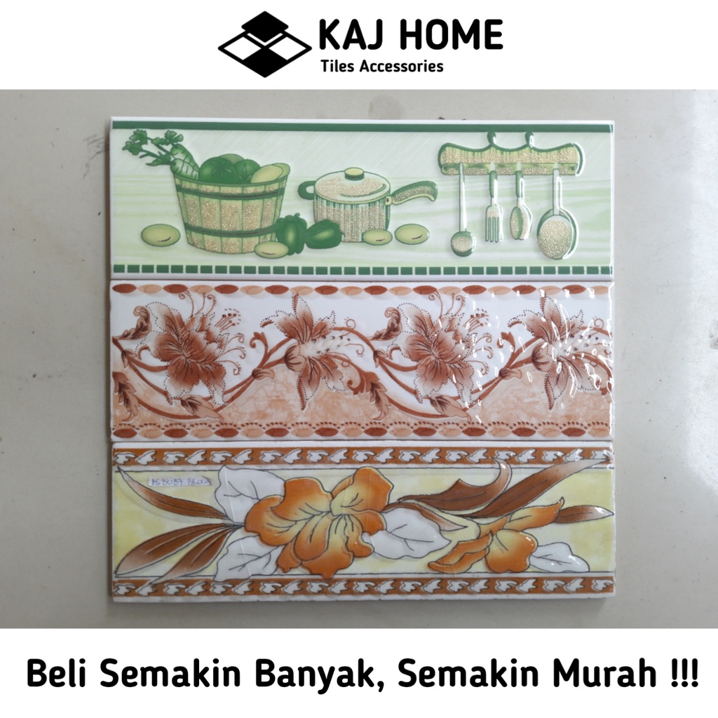 Lis Keramik Dinding Polos Ukuran 8x25 cm Import