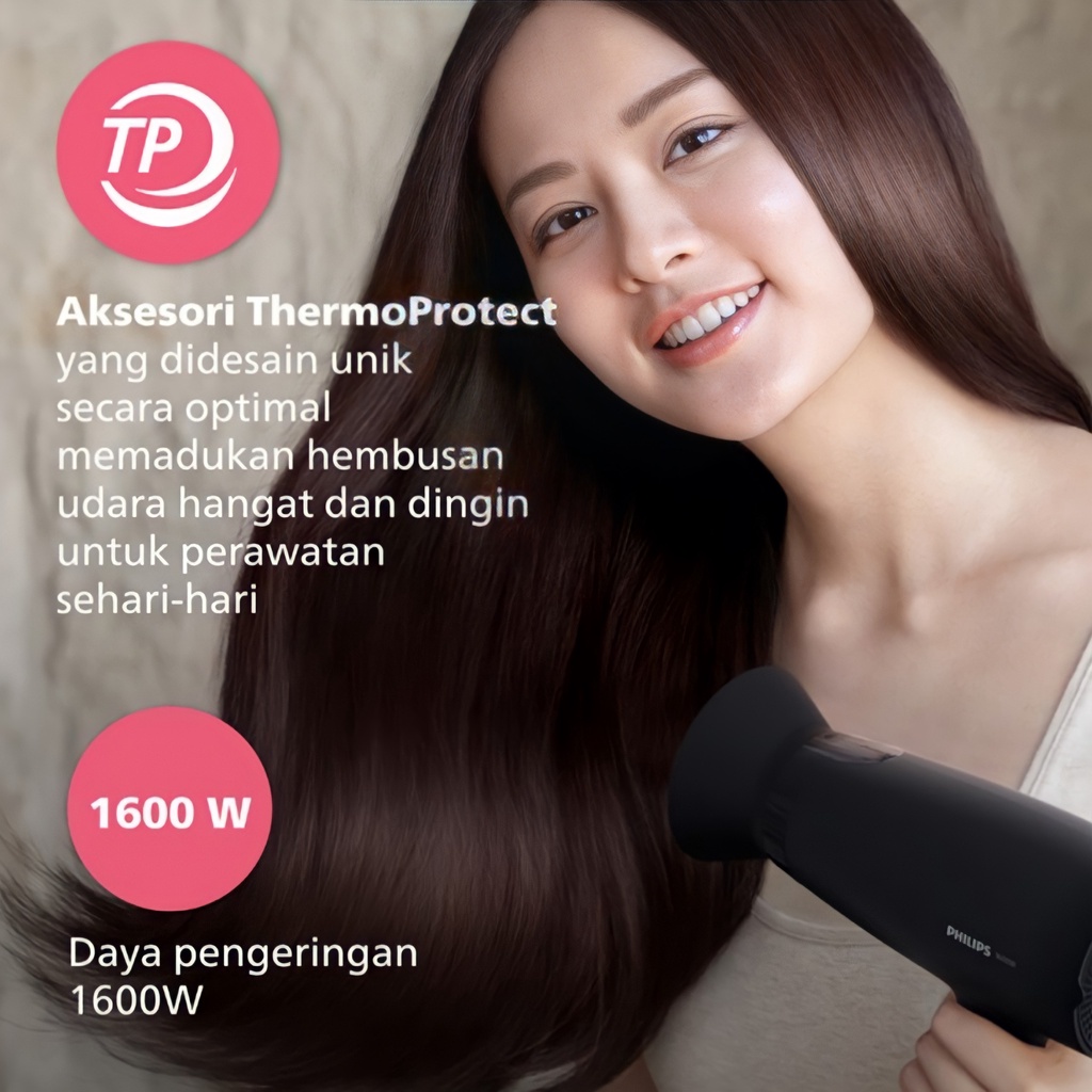 BERKAH OLDSHOP 88 - PHILIPS HAIRDRYER SERIES BHD308 FOLDABLE HAIR DRYER PENGERING RAMBUT HITAM BLACK BHD 308