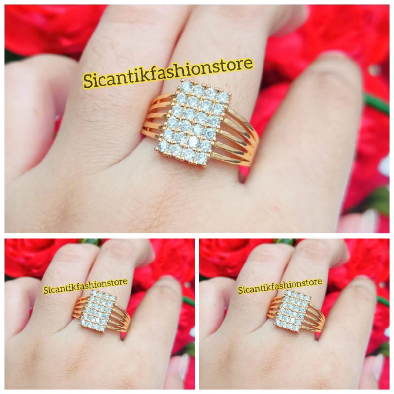 Cincin Titanium Wanita Gold Fashion Wanita Terlaris Anti Karat Cincin Wanita Kekinian Mewah Murah