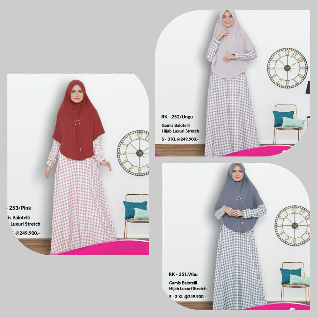 Dress Muslim Syar'i / Gamis Rauna / RK -251,252,253 / Fashion Muslim