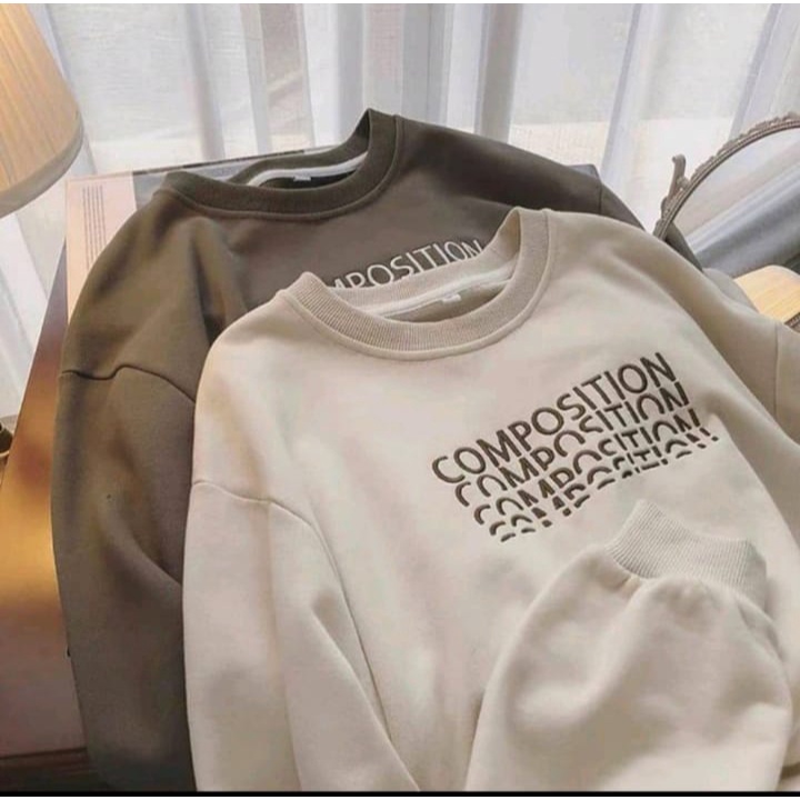 COMPOSITION SWEATER OVERSIZE OBLONG CREWNECK WANITA