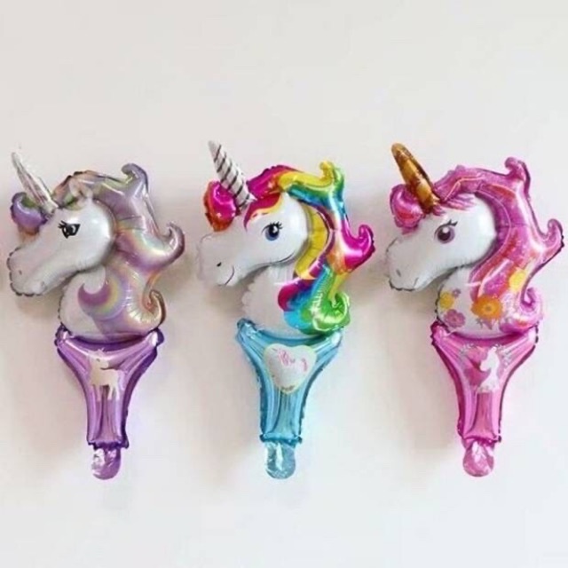 Balon Foil Pentungan / Balon Tongkat Karakter Kepala Unicorn