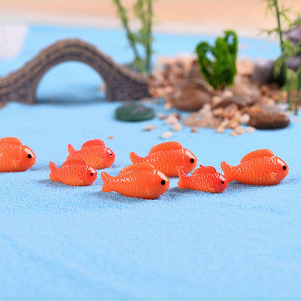 [Elegan] Patung Ikan Mas Mini 5pcs/pack Ornamen Aquarium Ikan Merah Bunga Teratai, Daun Hadiah Anak Kolam Adegan Miniatur