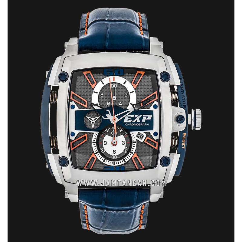 Expedition E 3008 MC LTUBA Chronograph Men Blue Dial Blue Leather Strap