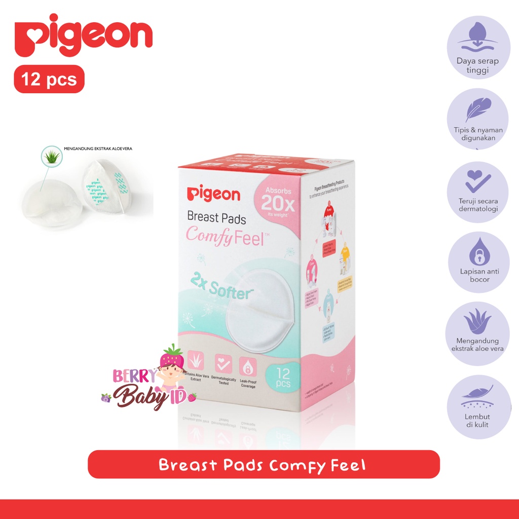 Pigeon Breast Pads Comfy Feel Padding Bra Menyusui 12 pcs 30 pcs Berry Mart