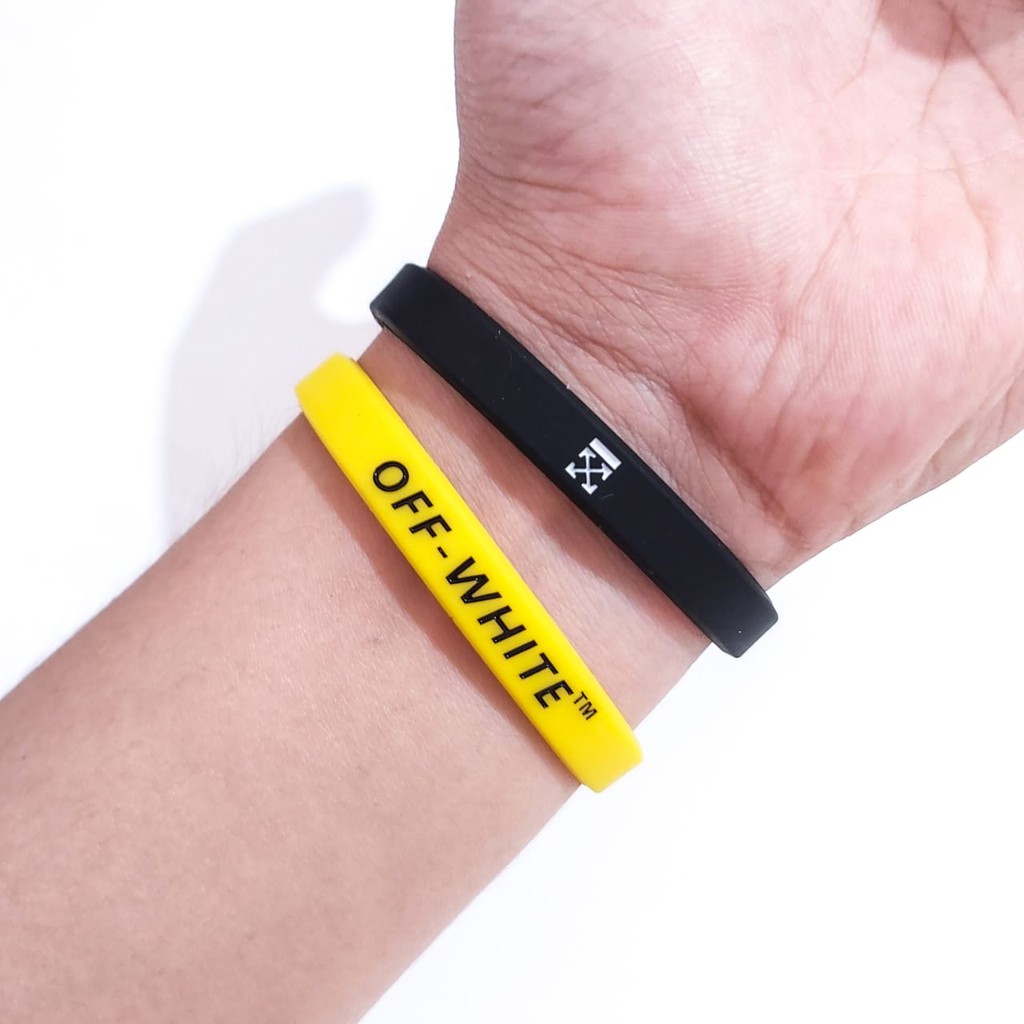 Gelang Pria Rubber / Wristband - OFF WHITE - Aksesoris Fashion Hype [ Gratis Ongkir / Cod ]