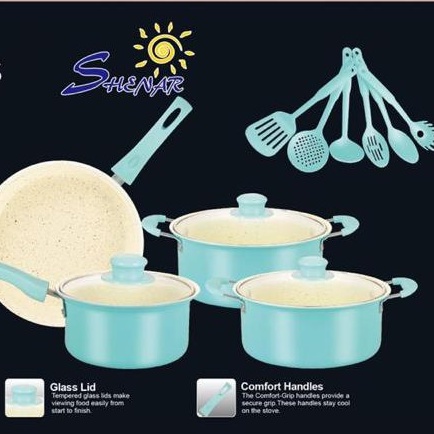 SHENAR Panci Set Spatula dan Teflon All In One Anti Lengket Anti Karat Serbaguna ( Panci set 13 ), SHENARCORNER168