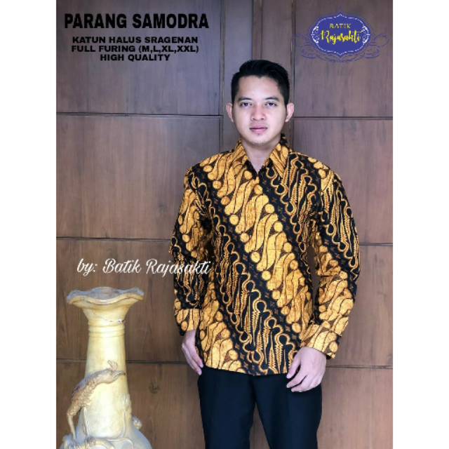 Batik Solo PARANG SAMODRA Kemeja Pria Katun Halus Sragenan Full Furing