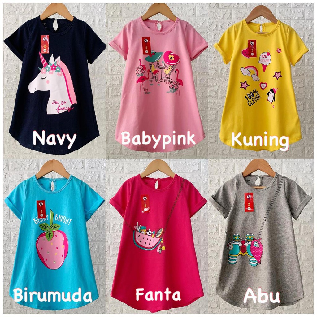 PROMO 7.7 Daster Anak Smilee Sablon Vol 2 Size 1-5Tahun/ Dress anak perempuan Lucu