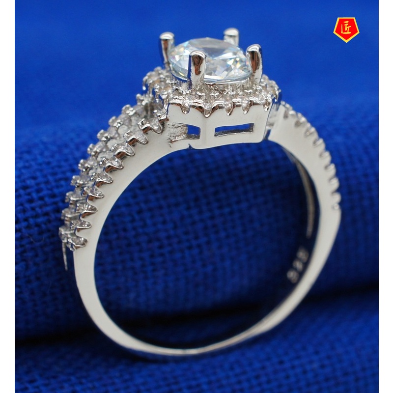 [Ready Stock]Luxury High-End Micro Inlaid with Diamond Silver Ring