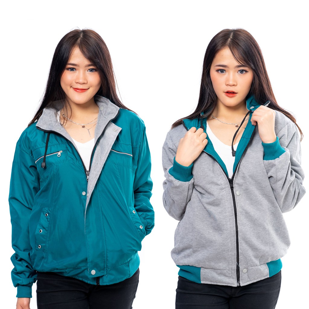 Heylook Fashion Jaket Wanita Jaket Parasut Anna Jaket Bolak Balik Wanita Hodie