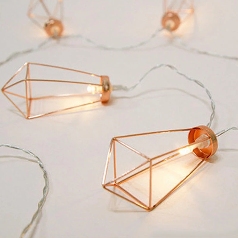 Lampu Tumblr 10-LED Bentuk Berlian Geometri Panjang 1.5M Tenaga USB Untuk Dekorasi Rumah / Pesta