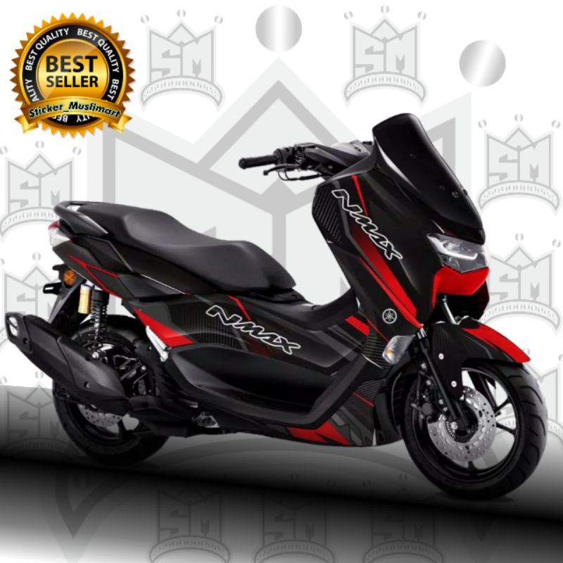 Decal Sticker New Nmax 2020 Hitam motif grafis merah