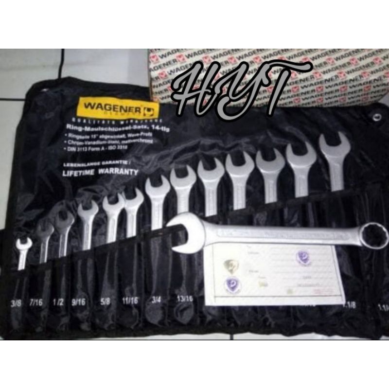 WAGENER GERMANY Kunci RING PAS Set 14 Pcs SAE Type