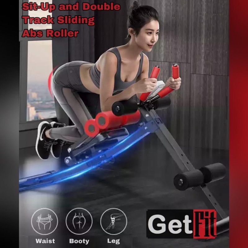 Abs Coaster/ Sit Up Bench Double Slide Roller Adjustable Bench Press