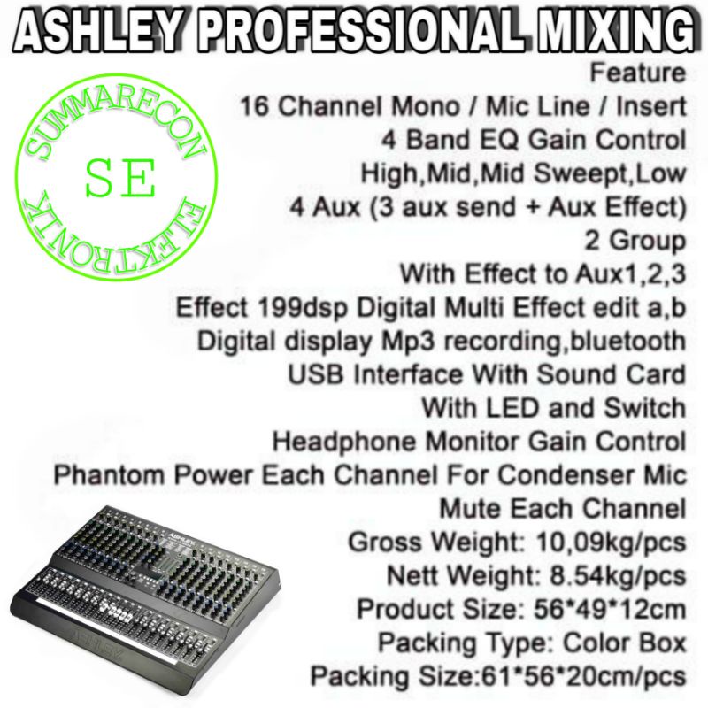 mixer audio 16 channel original ashley king 16 note usb bluetooth recording