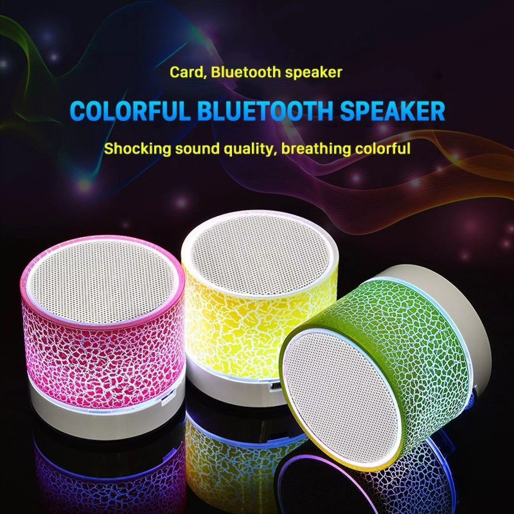 Speaker Bluetooth S10 CRECK Effect Motif Retak Mini S-10 Lampu LED Super Bass Corak Kaca Crack A2DP-3