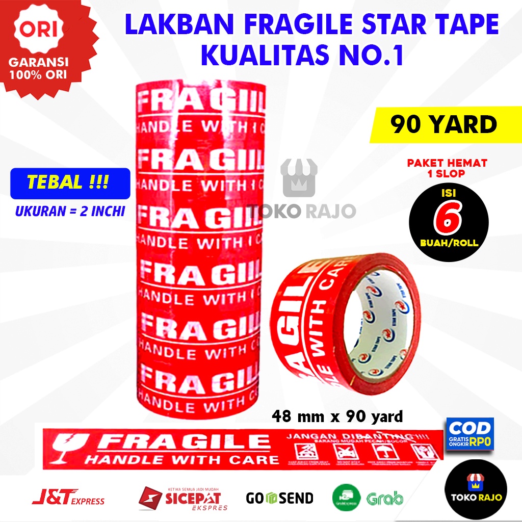 

LAKBAN FRAGILE MERAH 90 YARD LAKBAN COKLAT LAKBAN BENING 2 INCHI STARTAPE LAKBAN MURAH