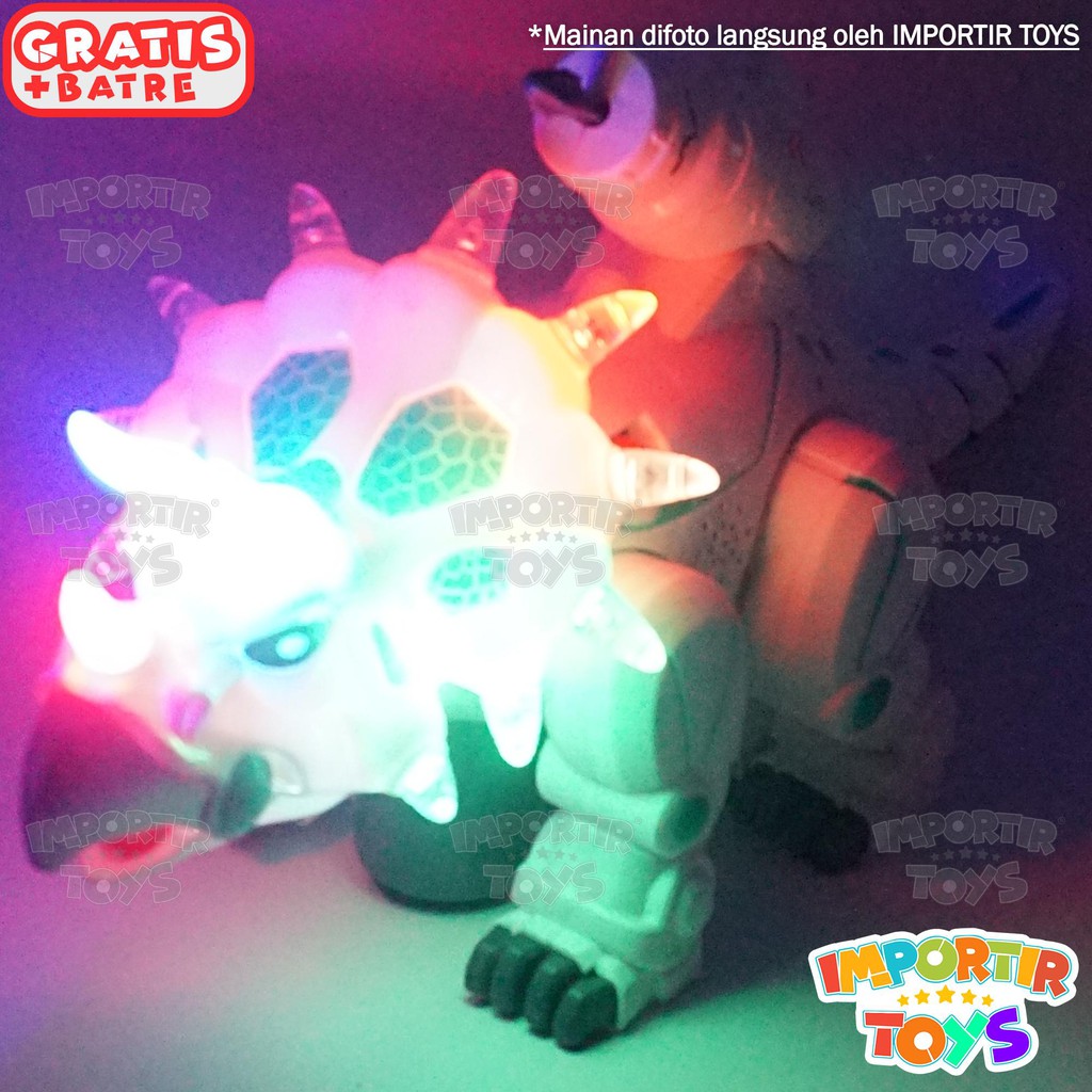 ROBOT DINOSAURUS PUTIH BATRE + MUSIK + LAMPU Bersenjata dan Kuat! IMPORTIR TOYS QUALITY