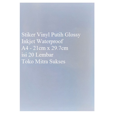 

Stiker Vinyl Putih Glossy Inkjet Waterproof A4