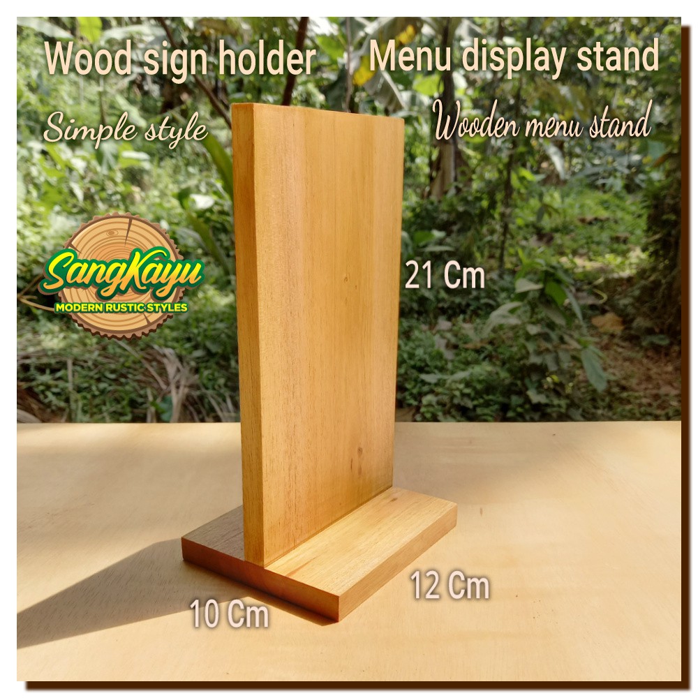 Wood sign hanging 12x21cm stand menu display sign menu kayu