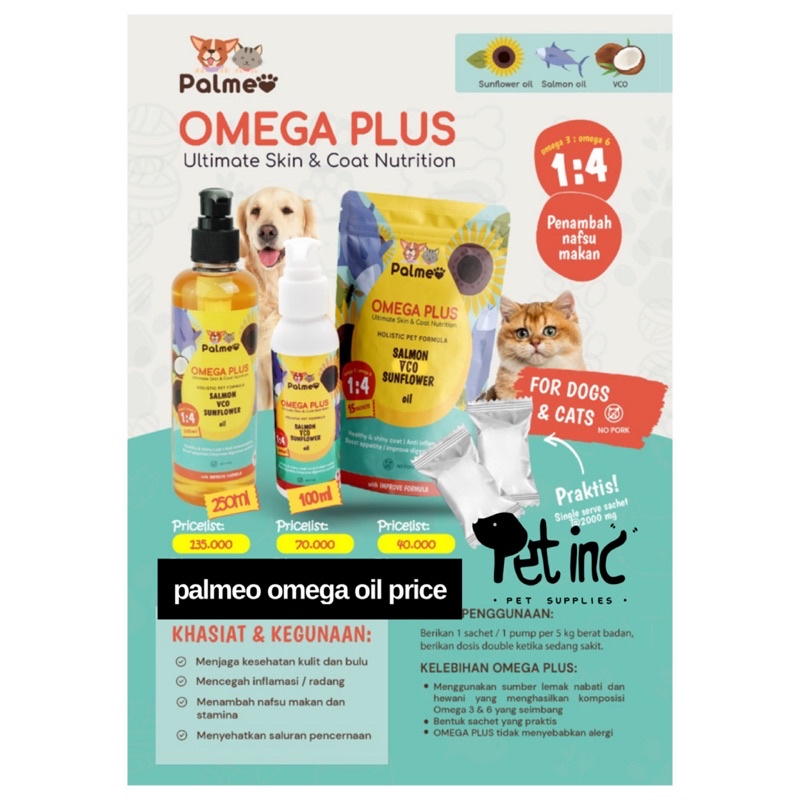 Palmeo omega plus ultimate skin and coat nutrition untuk anjing dan kucing