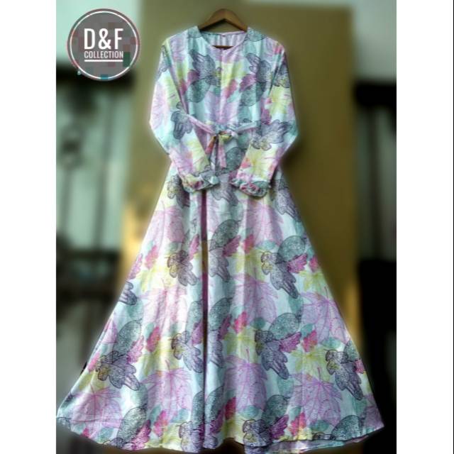 Gamis Delinda/gamis cantik murah/gamis motif wolfis/syari deanara/gamis lyra virna