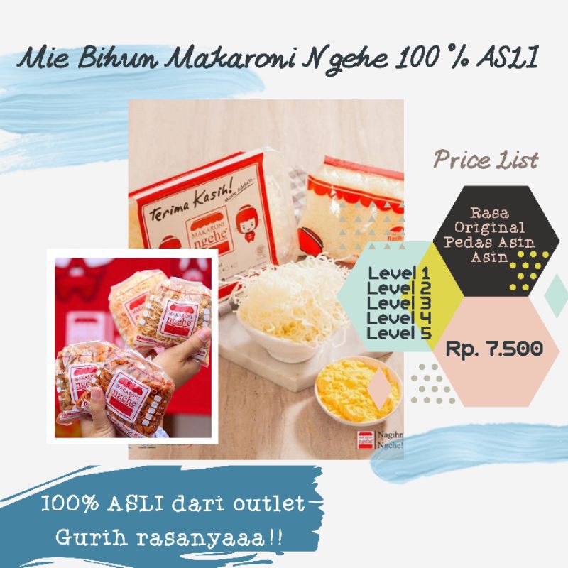 

MIE BIHUN NGEHE 100% ASLI Rasa Original, Asin dan Pedas Asin Level 1-5