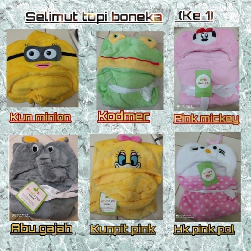 Selimut Topi Boneka Kolaco / Just To U / Lvbaby / Jean / Jojo