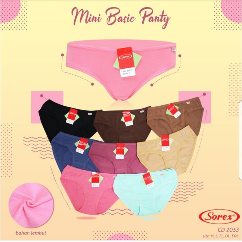 6 pc Celana dalam wanita mini merk Sorex kode 2053 uk. QL, EQL