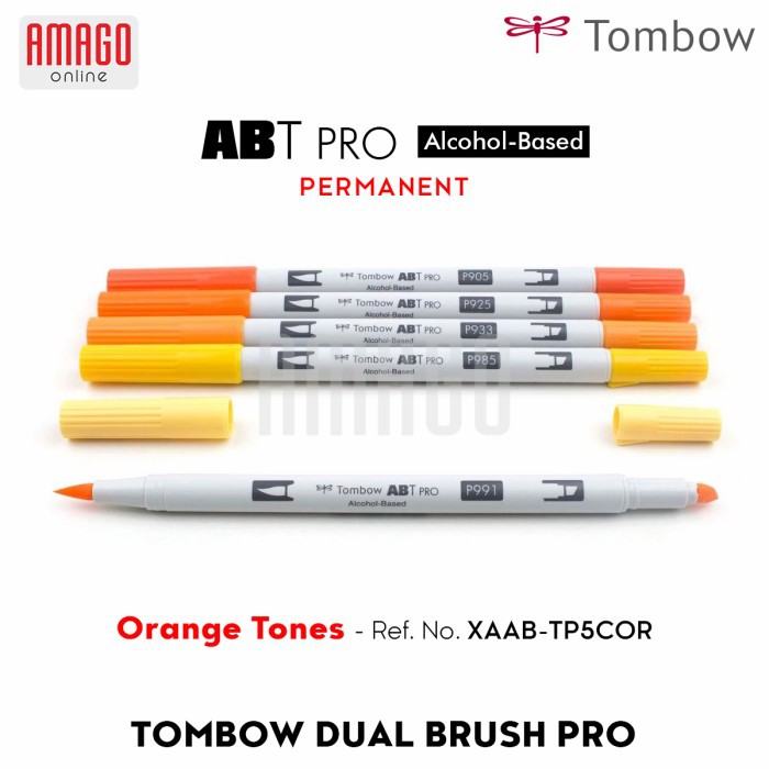 TOMBOW Dual Brush Pen ABT PRO - ORANGE TONES - 5 packs - XAAB-TP5OR