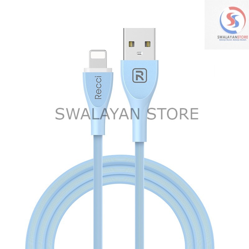 Charger USB Kabel 2.4A Iphone/Micro/Type-C Fast Charging RTC-N07 Biru 100CM Recci