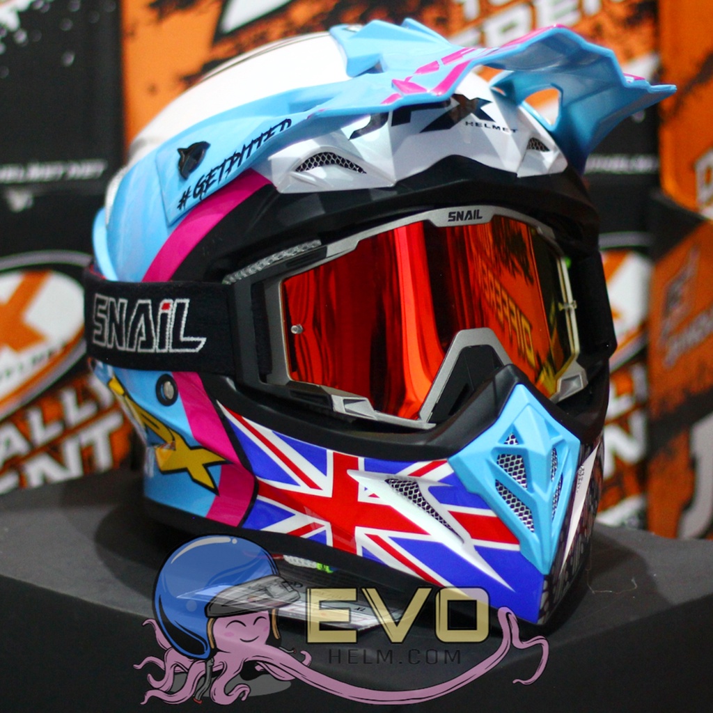 HELM JPX CROSS_FOX1 SERI X26 - PEARL WHITE DOFF + GOOGLE SNAIL (ONGKIR 2 KG) HELM JPX X26 MOTIF BATIK JPX BATIK JPX X26 BLUE PAKET GANTENG HELM JPX TERBARU