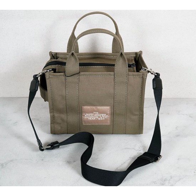 MARC JACOBS Mini Traveler Tote Bag in Slate Green Canvas