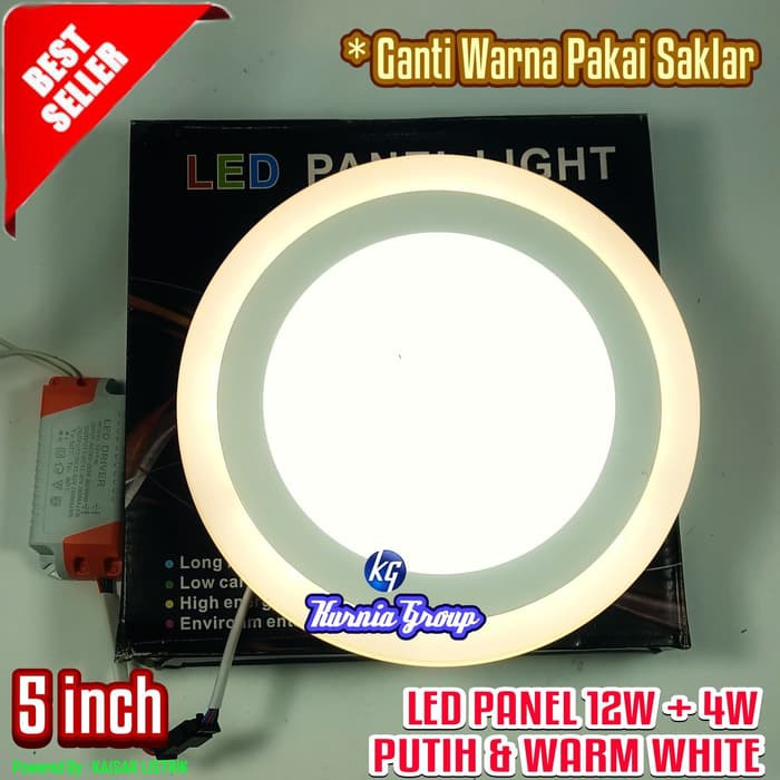 DOWNLIGHT LED 2 WARNA BIRU + PUTIH 12 WATT + 4 WATT LAMPU IB PANEL BULAT BERKUALITAS Panel Led