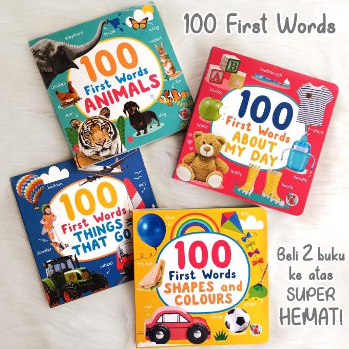 100 First Words Board Books (Animals / My Day / Shapes & Colours / Thi