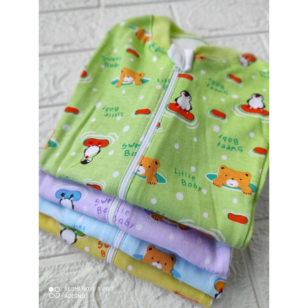 Bedong Instan Bayi Resleting Katun DK Warna Motif Full Print