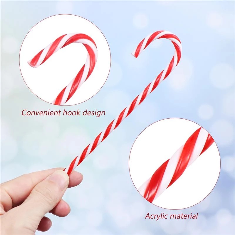 [Christmas Products]10Pcs Christmas  Plastic Candy Cane Twisted  Xmas Tree Decoration