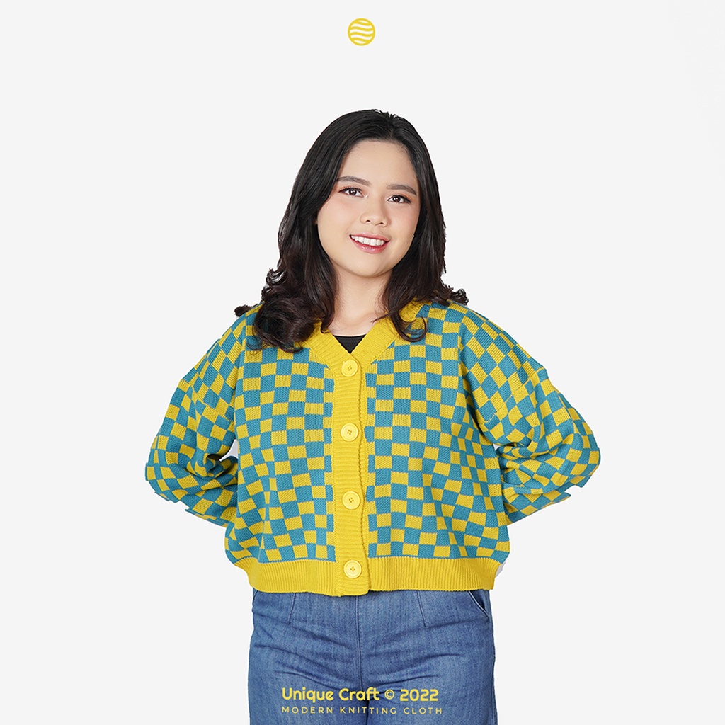 Cardigan Rajut Wanita - Cardigan Kotak - Queen Checkered Cardigan By Uniquecraft_bdg