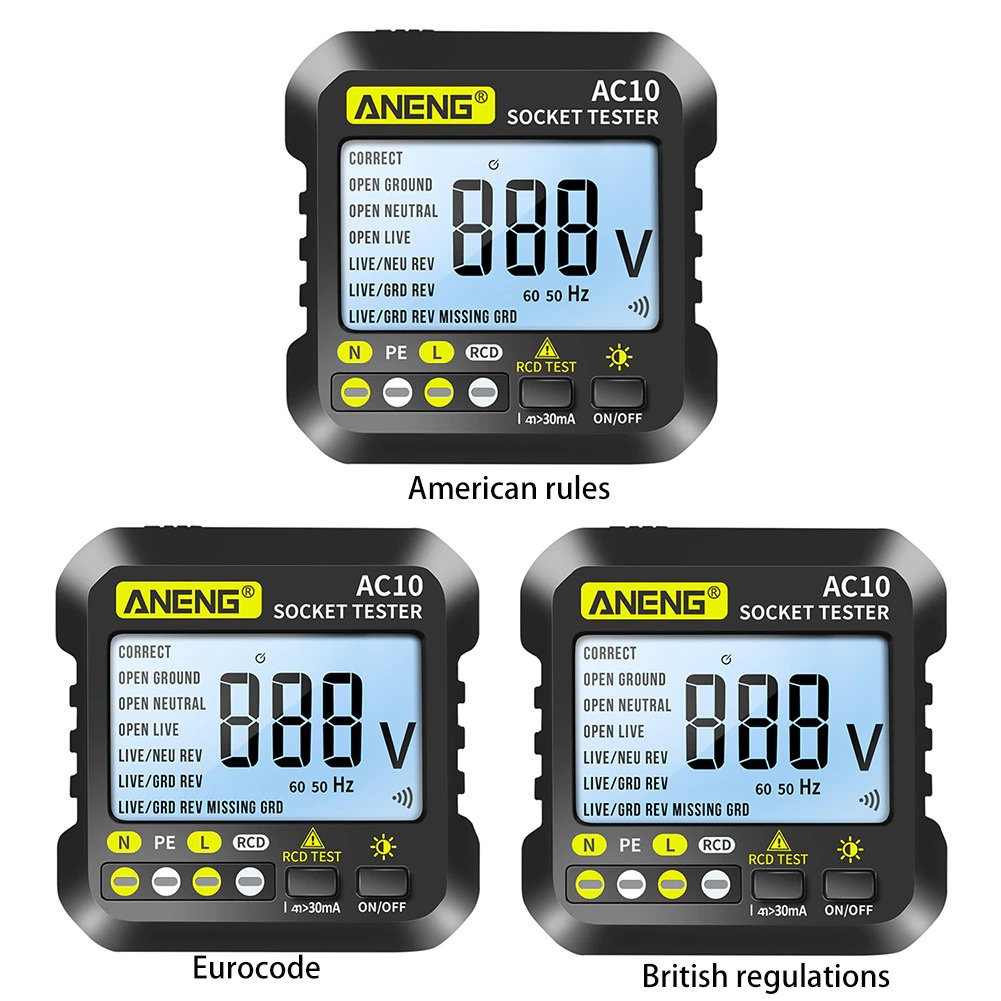 ANENG Stop Kontak Voltage Tester Detector Grounding Wire Leak Polarity Phase Check Detection - AC10 - Black