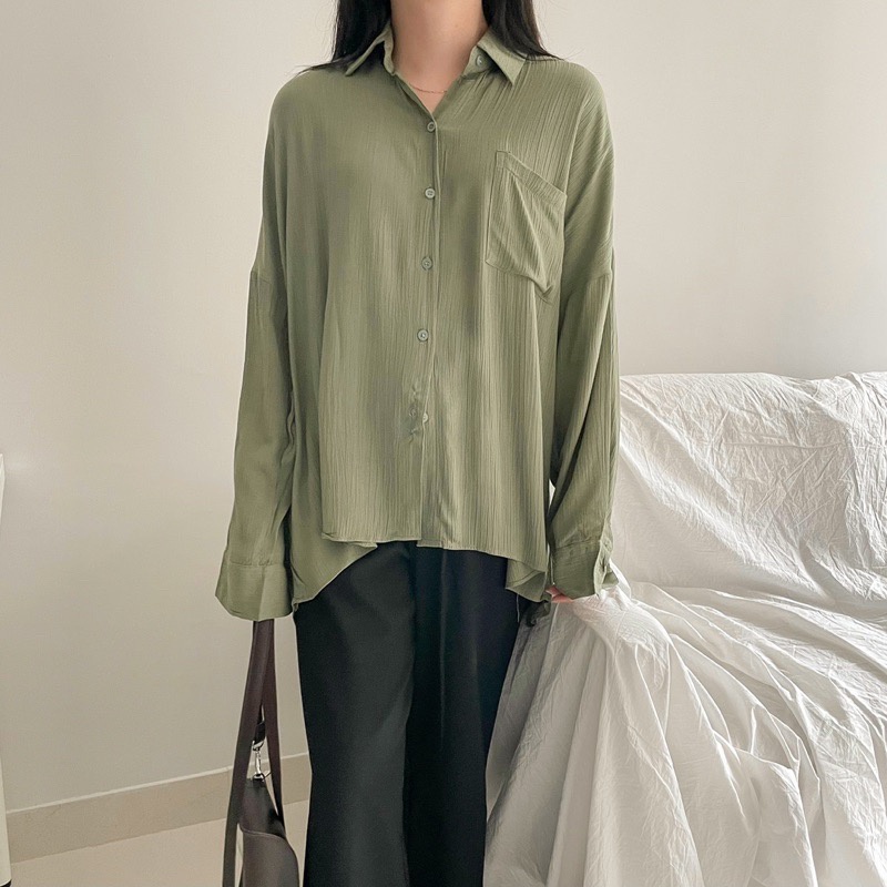 BEFAST - ZFS OOTD Wanita Kemeja DYAR / JOLENE XXL OVERSIZE POCKET RAYON DIAMOND SHIRT / Fashion Casual Wanita / Kem Lengan Panjang / Kemeja Kerja / OOTD Remaja Wanita / Atasan Kemeja Polos Formal