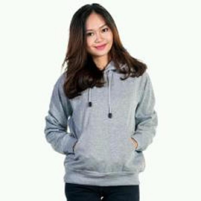 Sweater Hoodie Wanita Kiky Polos XL Ld 105-Abu-abu