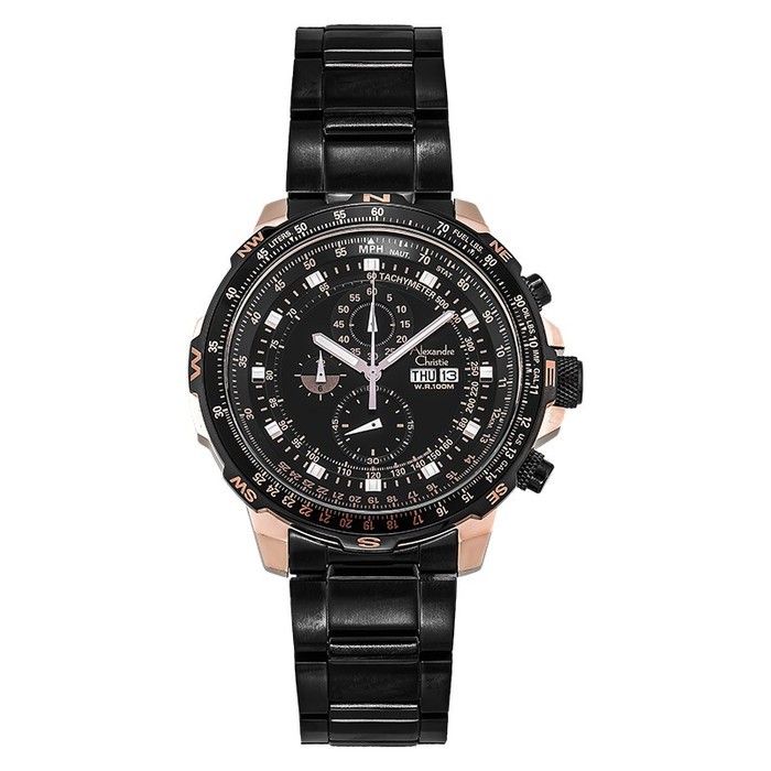 Jam Tangan Alexandre Christie AC 6476 MC BBRBA Black Rosegold