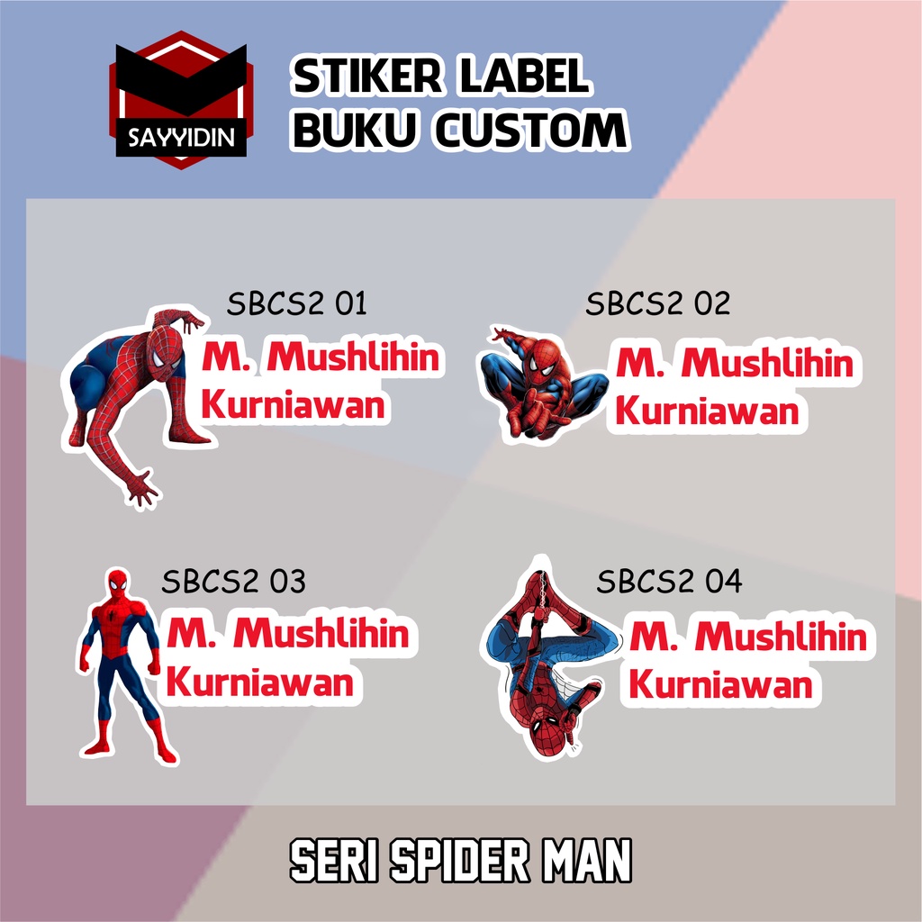 

Stiker Spider-Man Custom Nama / Stiker Label Buku Pelajaran / Stiker Label Nama Bungkus Kado dll