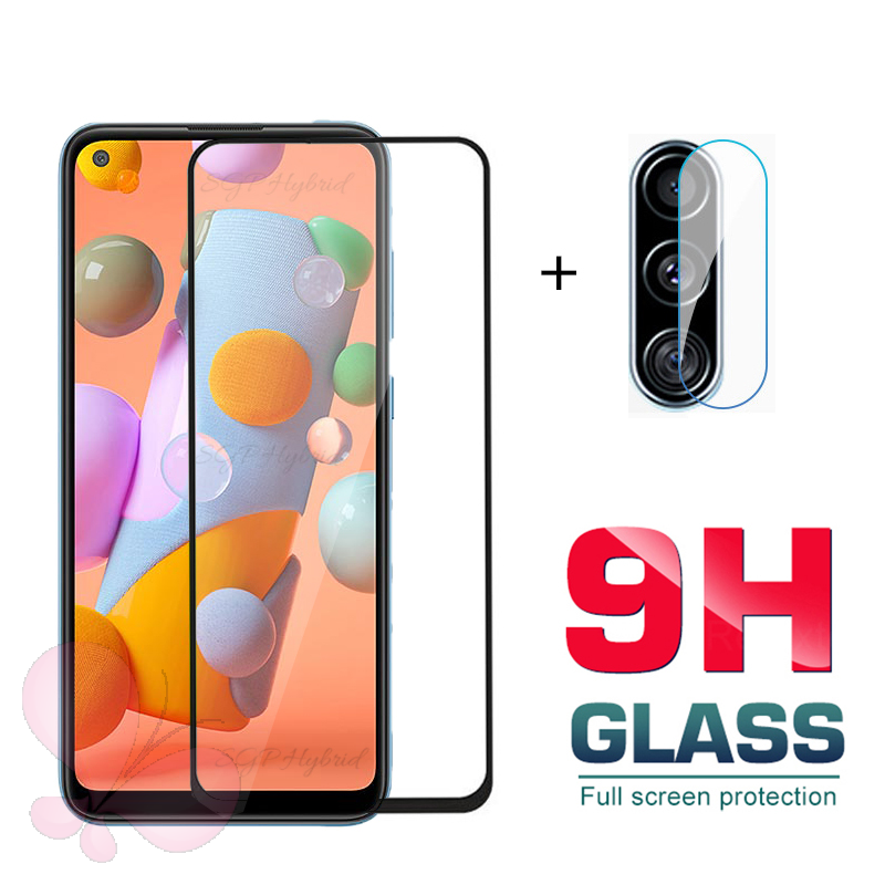 2 in 1 Tempered Glass Samsung A12 A02S A71 A11 A50 A30S A50S A51 A21S A30 A20 A10 M10 A10S A20S M11 9D Camera Lens Screen Protective Glass