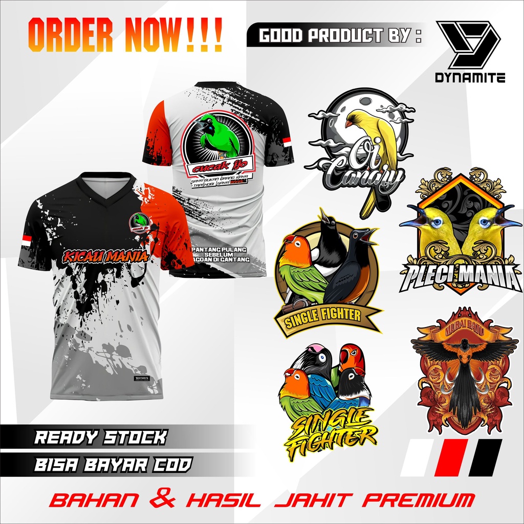READY STOCK PROMO JERSEY KICAU MANIA BAJU KOMUNITAS SINGLE FIGHTER LOVEBIRD MURAI BATU KACER CUCAK I