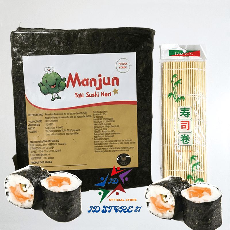 Halal Manjun Nori Sushi PAKET 20 Lembar dan Bambu Sushimat